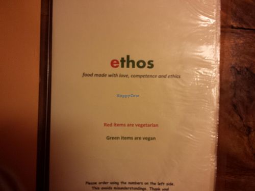 menu at Ethos in Bangkok