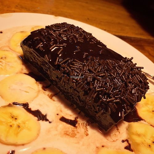 yummy chocolate cake (vegan, but honey) at Ethos in Bangkok