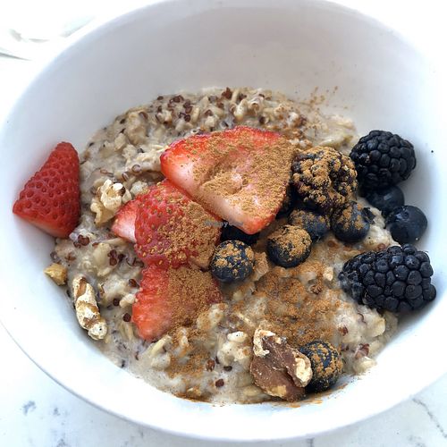 Healthy Breakfast Bowl (vegan) with oatmeal and quinoa  at Parakeet Cafe in La Jolla