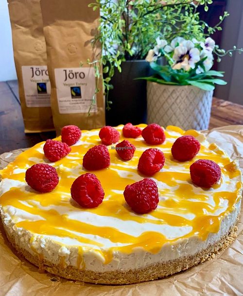 White Chocolate, Mango & Raspberry Cheesecake at Joro Vegan Eatery in Birkenhead