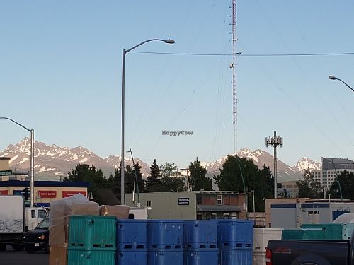 View of the mountains at Hearth Artisan Pizza in Anchorage