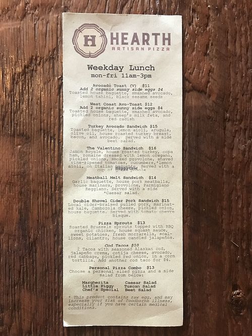 Weekday lunch at Hearth Artisan Pizza in Anchorage