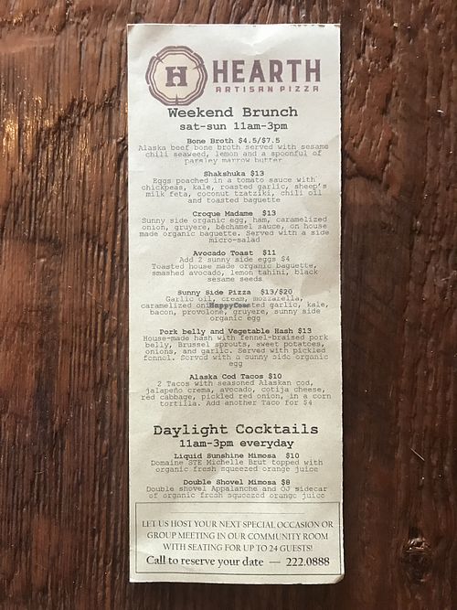 Weekend brunch at Hearth Artisan Pizza in Anchorage