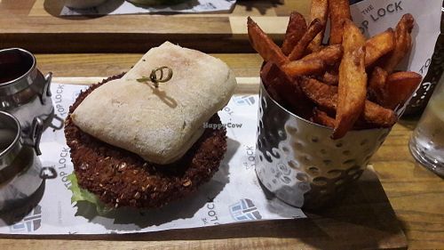 Bad boy burger & sweet potato fries at The Top Lock in Chorley