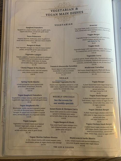 Menu   at Axe & Cleaver Inn in Alford