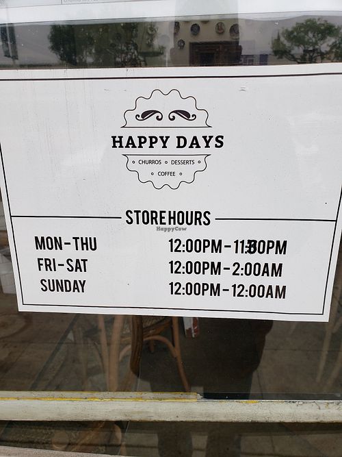 Hours at Happy Days Cafe in Sherman Oaks