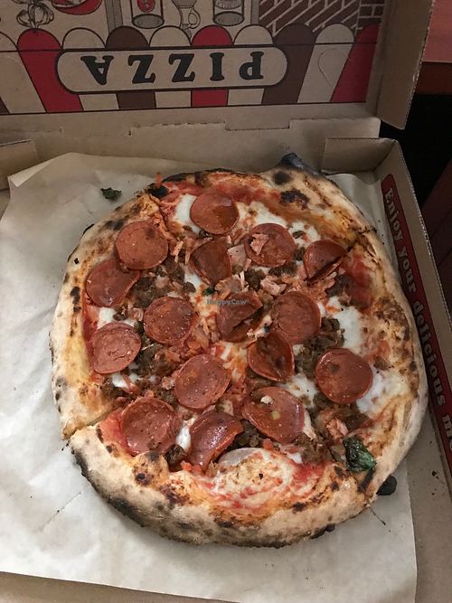 Amazing vegan pizza  at Bare Knuckle Pizza in Oakland