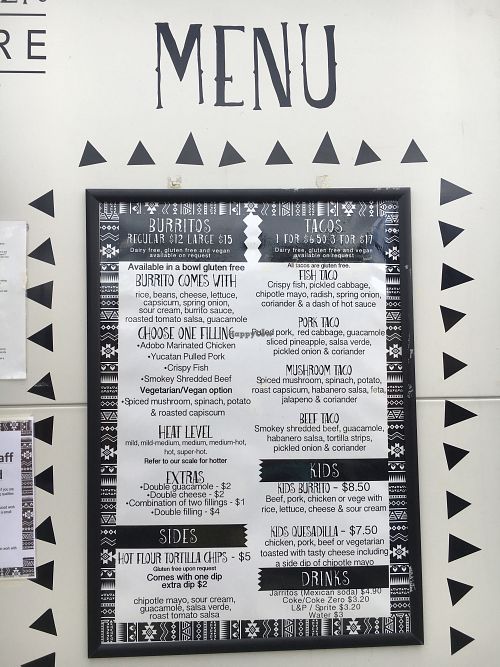 Menu close up at Burrito Craft - Food Trailer in Wanaka