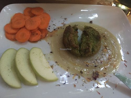 Pea flan with leek sauce at OH Ficomaeco in Brescia