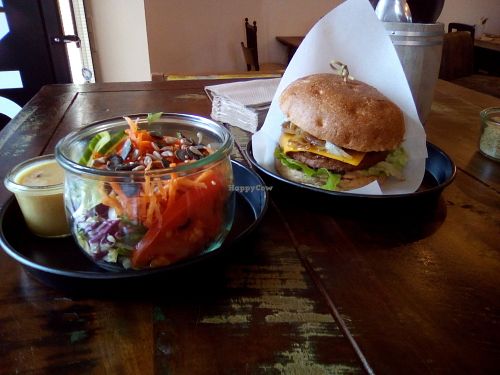 Small Salad and Cheeseburger. at World Food Trip in Blieskastel