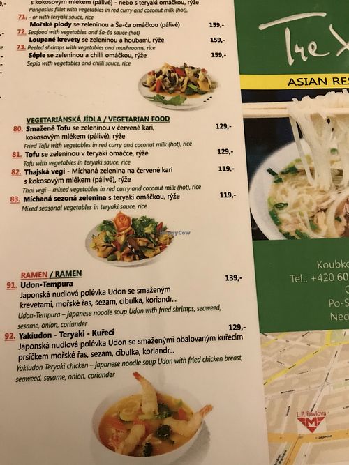 Veg menu options  at Tre Xanh in Prague