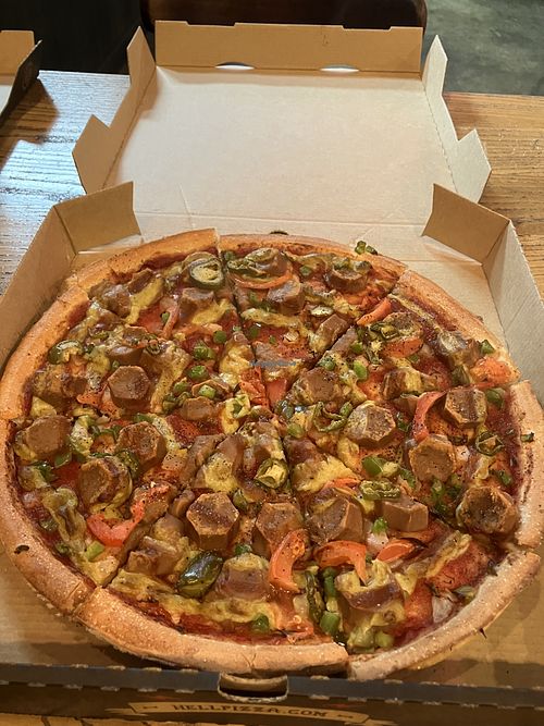Plant-based Sinister  at Hell Pizza in Whangarei