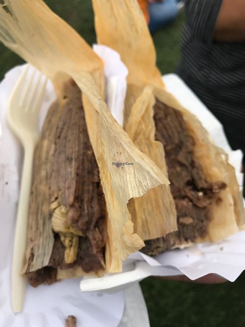 Blue corn mass tamales! at The Vegan Tamale Company in San Bernardino