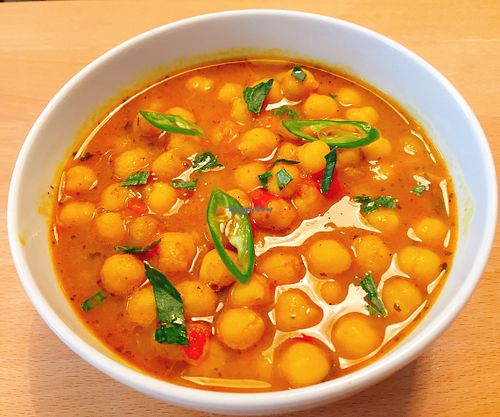 From the daily menü chickpea with curry. It was tasty and fullfilling.  at Veganevden in Istanbul