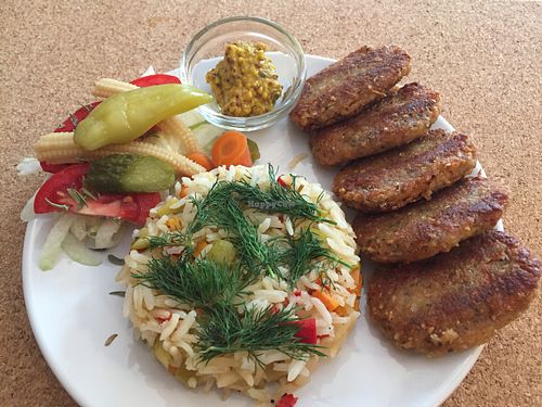 Pea protein meatless meatball were so good. at Veganevden in Istanbul