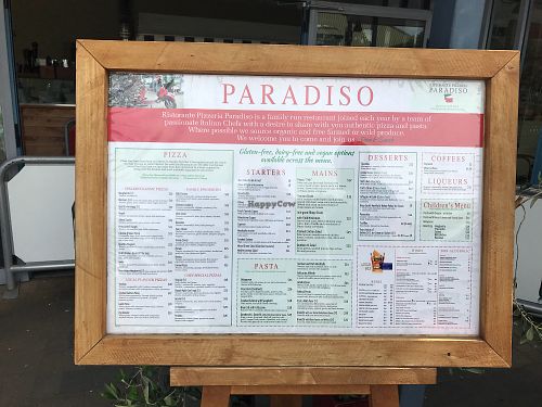 Menu at Paradiso Ristorante Pizzeria in Te Anau