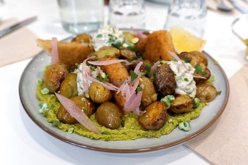 Fish & Peas at Aujourd'hui Demain Cafe in Paris