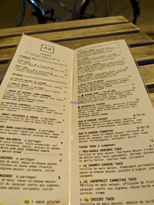 Karte at Aujourd'hui Demain Cafe in Paris