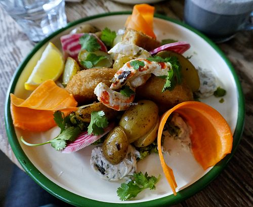 Fish & Peas & Shrimps at Aujourd'hui Demain Cafe in Paris