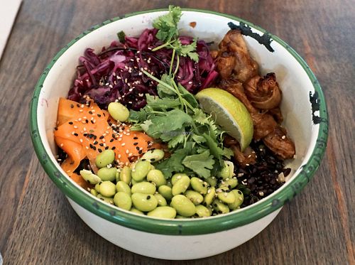 Kuro Rice Bowl at Aujourd'hui Demain Cafe in Paris