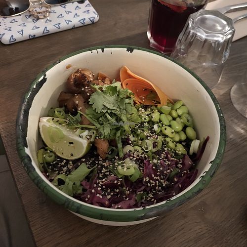 A bowl of some sort (not extremely exciting and not very generously seasoned) at Aujourd'hui Demain Cafe in Paris