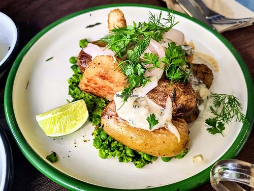 Fish and Peas at Aujourd'hui Demain Cafe in Paris