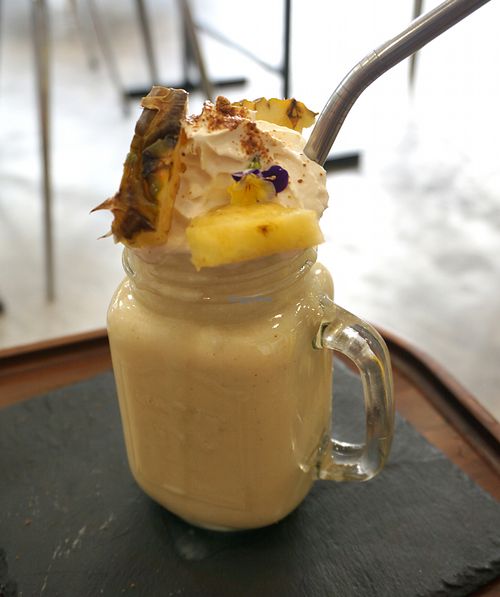 Freakshake (chai pineapple) at Aujourd'hui Demain Cafe in Paris