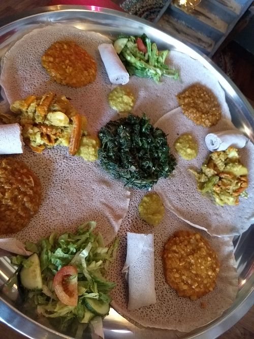 Vegan mix at Gezana Eritrean Restaurant in Eindhoven