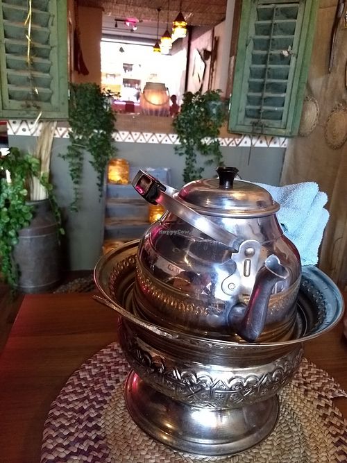 Washing hands before and after eating at Gezana Eritrean Restaurant in Eindhoven