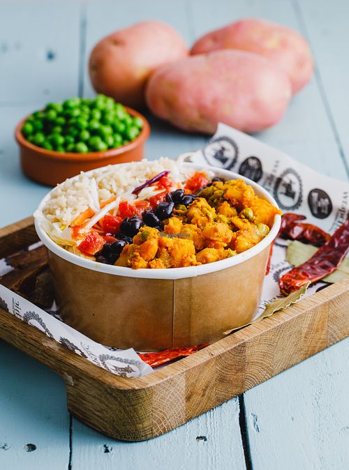 Aloo Matar Bowl at Wrapchic in Dudley