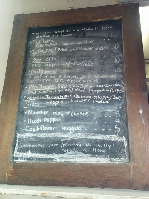menu board for the Saturday Riverside Arts Market at Murray Hillbilly in Jacksonville