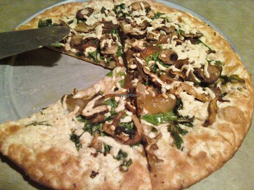 Mushroom, Arugula, onion, and Daiya cheese small pizza at Pizza Luce in Duluth