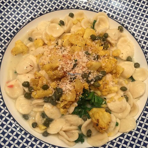 Orecchiette tossed in cauliflower sauce, kale, capers & turmeric cauliflower  at Carluccio's in Cobham