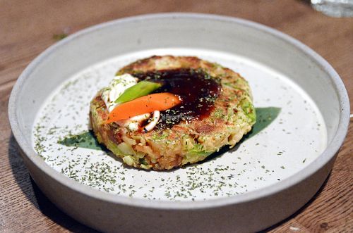 Organic tofu okonomiyaki at Necco in West Los Angeles
