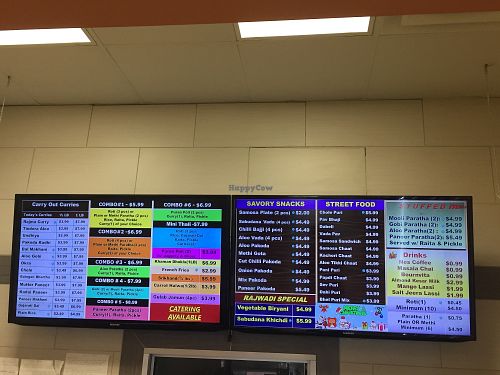 Menu on display at Rajwadi in Irving