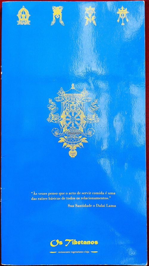 Front of menu for Os Tibetanos at Os Tibetanos in Lisbon