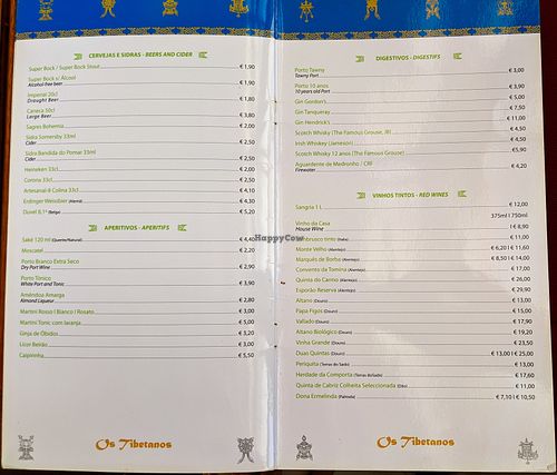 Pages 5 & 6 of menu for Os Tibetanos at Os Tibetanos in Lisbon