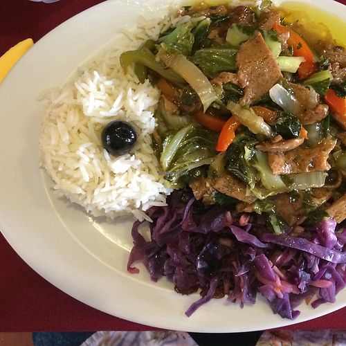 vegan seitan dish! at Os Tibetanos in Lisbon