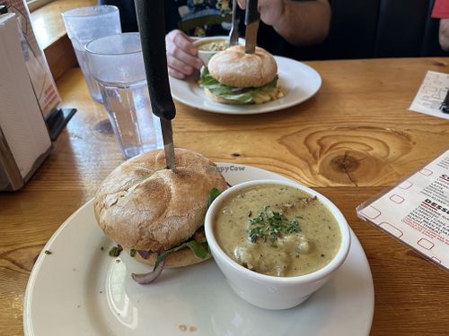 Lentil burger with pesto  at Vertical Diner in Salt Lake City