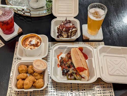 Mac and Cheeze Bites, SLC Cheeze Stake (pizza style) with Chili, and Tiramisu at Vertical Diner in Salt Lake City