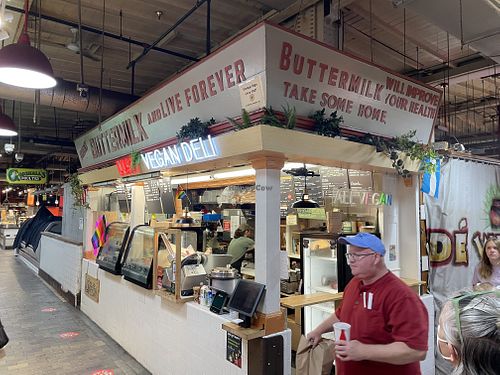 Outside. Corner booth  at LUHV Vegan Deli in Philadelphia