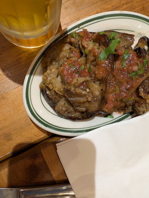 Eggplant shakshuka at Hummus Place - Upper West Side in New York City