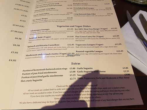 Menu Nov 2019 at Fullbrook's Bistro in Pontyclun