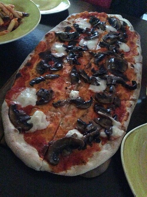 Pizza with Mozzarisella and mushrooms at Zambretto Italian - Old Sneddon St in Paisley