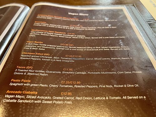 Vegan menu   at Roos Leap in Montrose