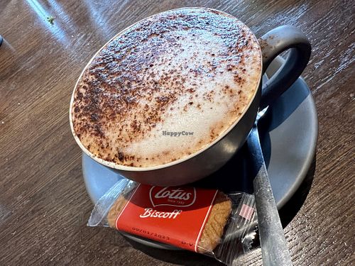 Cappuccino with oat milk  at Roos Leap in Montrose