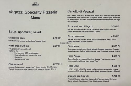 Menu   at Vegazzi Specialty Pizzeria in Budapest