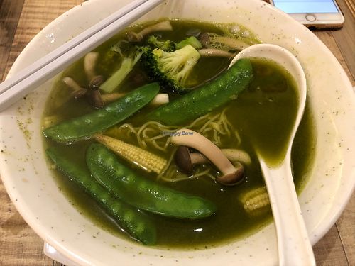 Lei cha soup noodles at Nature Cafe - Suntec City in Central Singapore