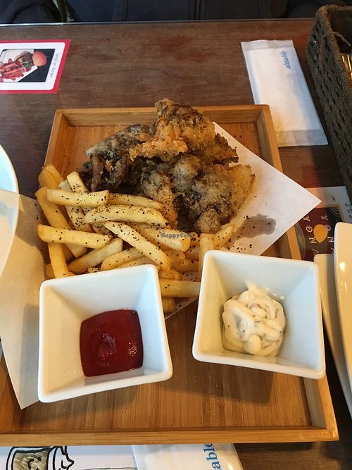 Vegan fish and chips  at Slices in Osaka