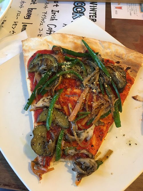 Vegan pizza slice  at Slices in Osaka